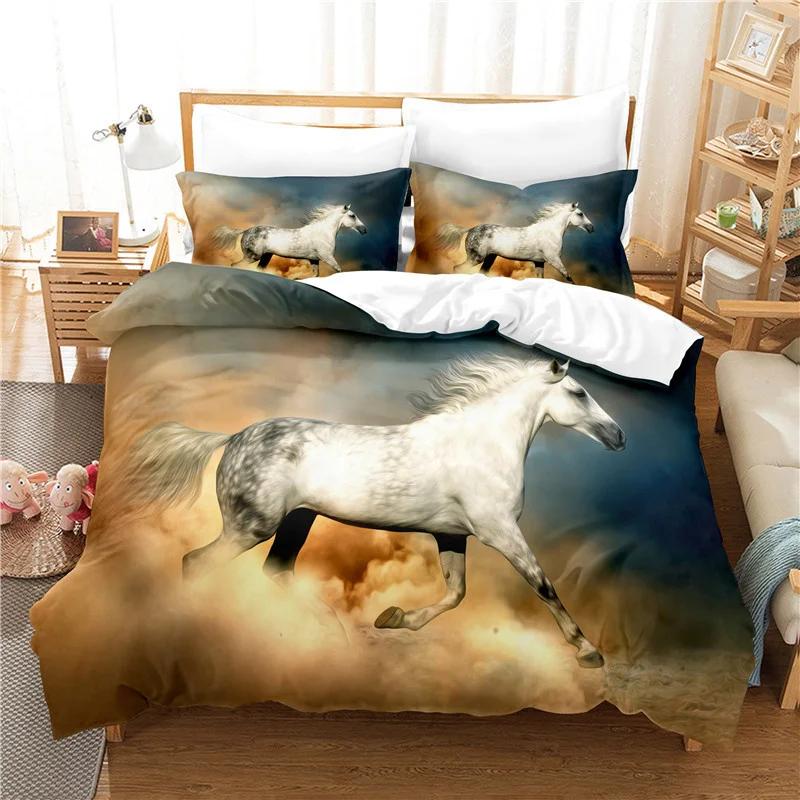 Super King Size Housse De Couette 220x240 Bedding Set Adult 3D Animal Horse, Wolf, Pet Dog Luxury Designer Bed Set Queen Full