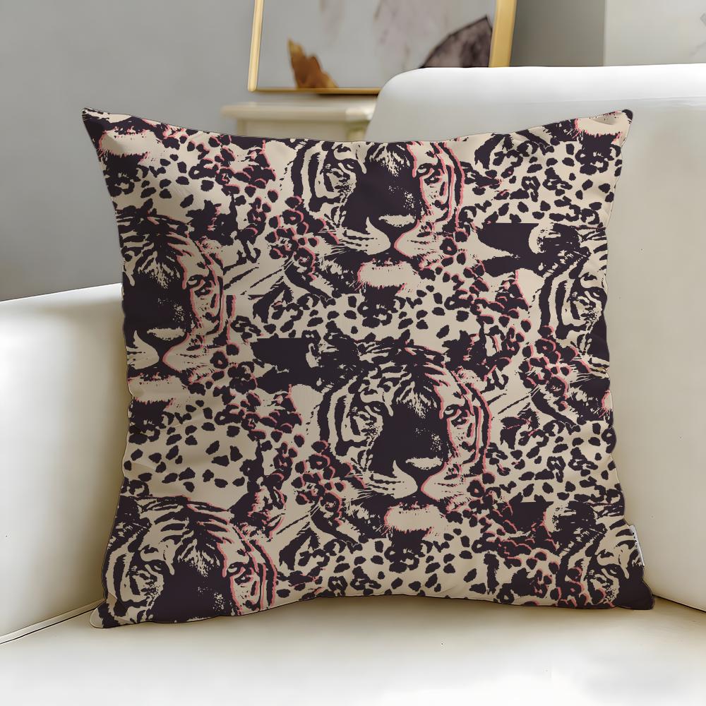 Pattern Theme Tropical Tiger Pattern Cushion Cover Soft  EasyWash Pillow Case  Versatile for Couch Bed Travel and Office