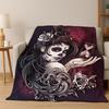 Gothic Skull Dead Girl Cartoon Horror Flannel Blanket Soft Warm Throw Blanket for Bedroom Living Room Bed Travel Camping Picnic