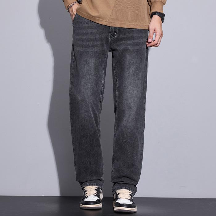 Herren Winter Warm Fleecegefüttert Dick Dehnbar Business Casual Jeans Leichte Hosen Bürokleidung