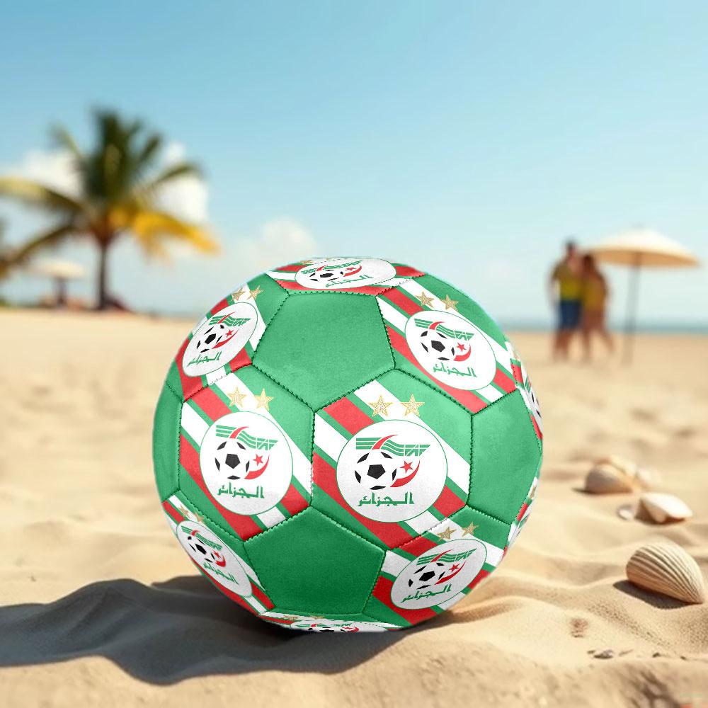Algeria National Football Logo Size 5 Soccer Ball, Machine-Stitched PVC, Durable & High Bounce, All Ages Fit, Fan Merchandise, Matches & Outdoor Use.