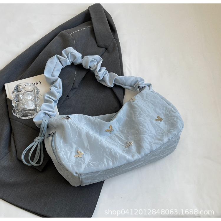 

Summer popular butterfly tote bag 2025 new large-capacity casual messenger bag fashionable soft-sided commuter shoulder bag синий