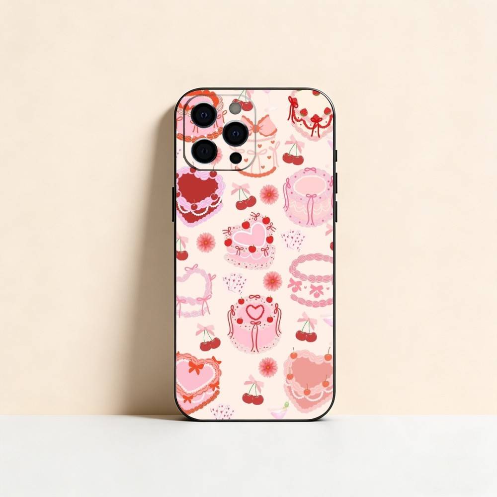 INS Cream Strawberry Cake Cartoon Cute Phone Case Silicone Soft For IPhone 17 16 15 14 13 12 11 X XR Plus Pro Max Plus