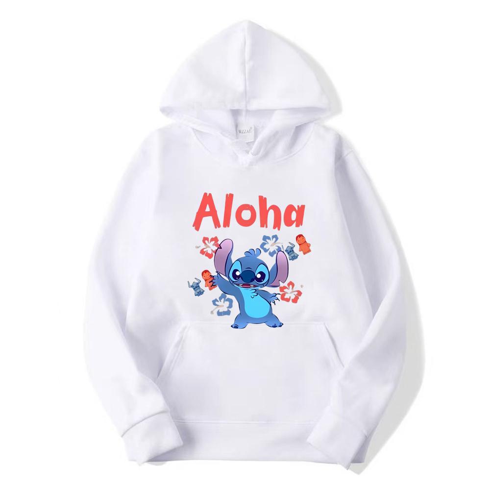 2024 Cartoon Disney Stitch Hoodie Female Long Sleeve Hooded Hoodies Ladies Casual Cute Female Pullover Women Sweatshirts Clothes