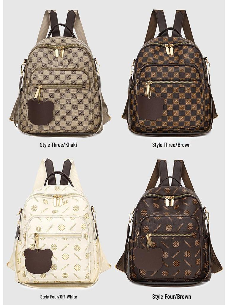 Damenmode Rucksack mit großem Fassungsvermögen und Print für den lässigen Pendelverkehr und die Nutzung im mittleren Alter