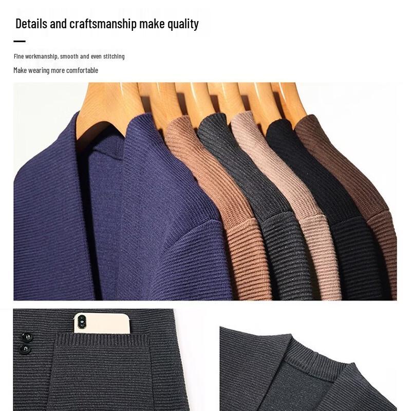 Hengyuanxiang Men's V-Neck Knit Cardigan
