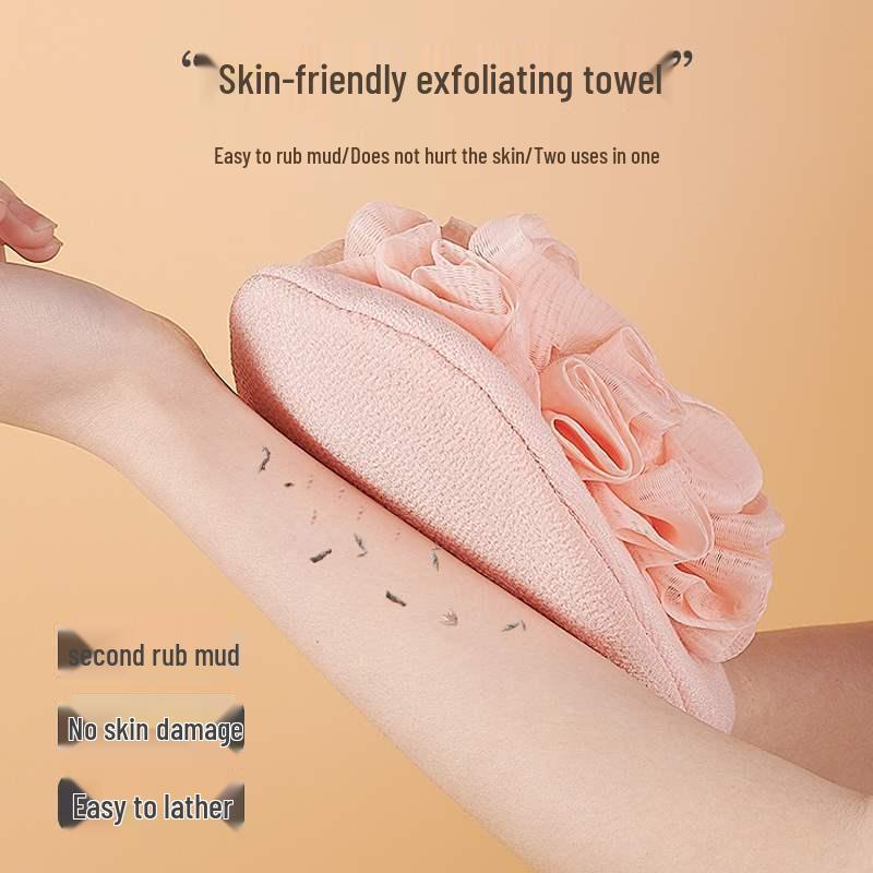 Double Layer Bathhouse Loofah Towel - Thickened Scrubbing Cloth for Mud & Ash Removal, Shower Gloves for Back Scrubbing