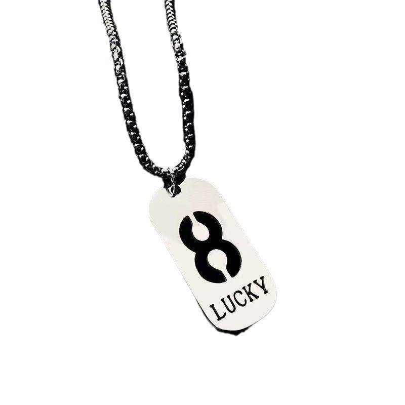 Digital Keychain New Trendy Brand Picture LUCKY Lucky Number Pendant Necklace Pendant 60CM