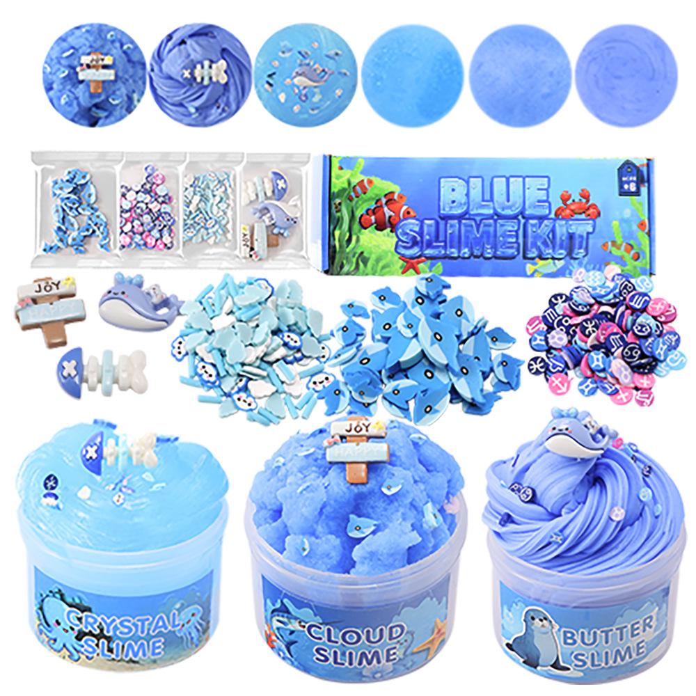 Ocean Blue Slime Gift Set: Crystal, Cotton, and Butter Slimes