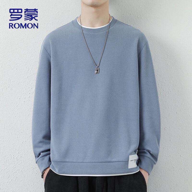 ROMON Herren lässiger Rundhals-Pullover mit langen Ärmeln