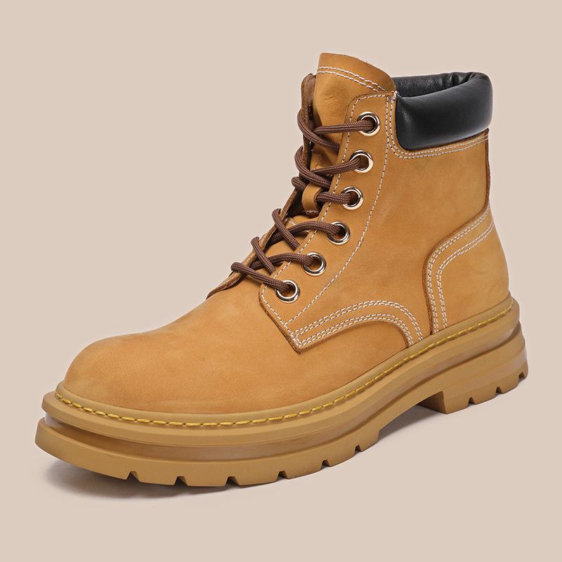 

Мужские желтые ботинки Martin в стиле ретро — высокие кожаные ботинки на толстой подошве в британском стиле 43 жёлтый