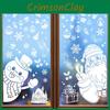 Snowflake And Christmas Santa Static Decal With Snowman For Window Decoration