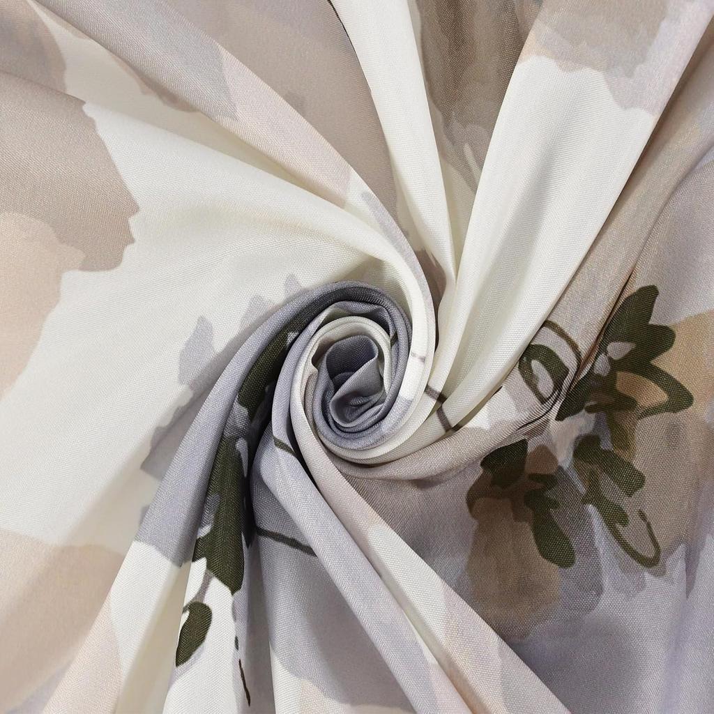 Yellow Gray Floral Shower Curtain,Beige Grey Flower Shower Curtain Set for Bathroom,Natural Watercolor Flower Fabric Bath Curtain with Hooks, 72x72in