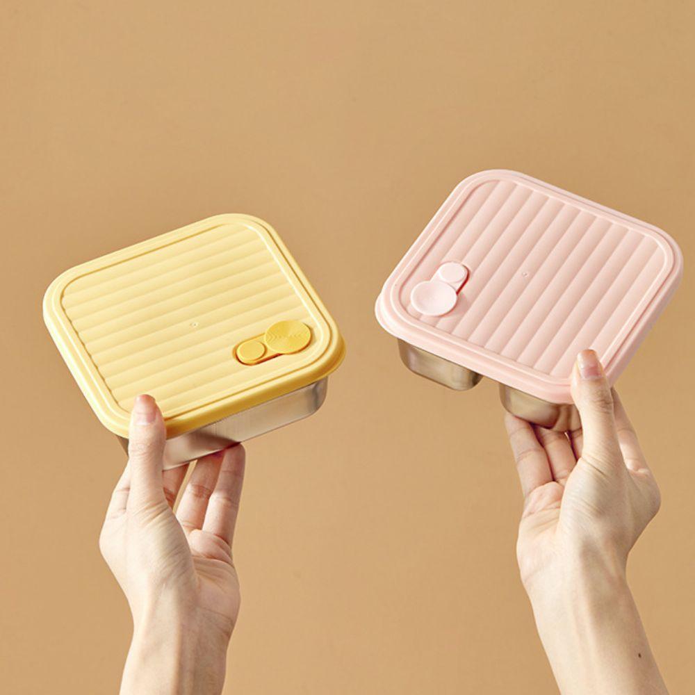Square Stainless Steel Lunch Box Leak Proof Salad Box Tableware Crisper  Office Workers