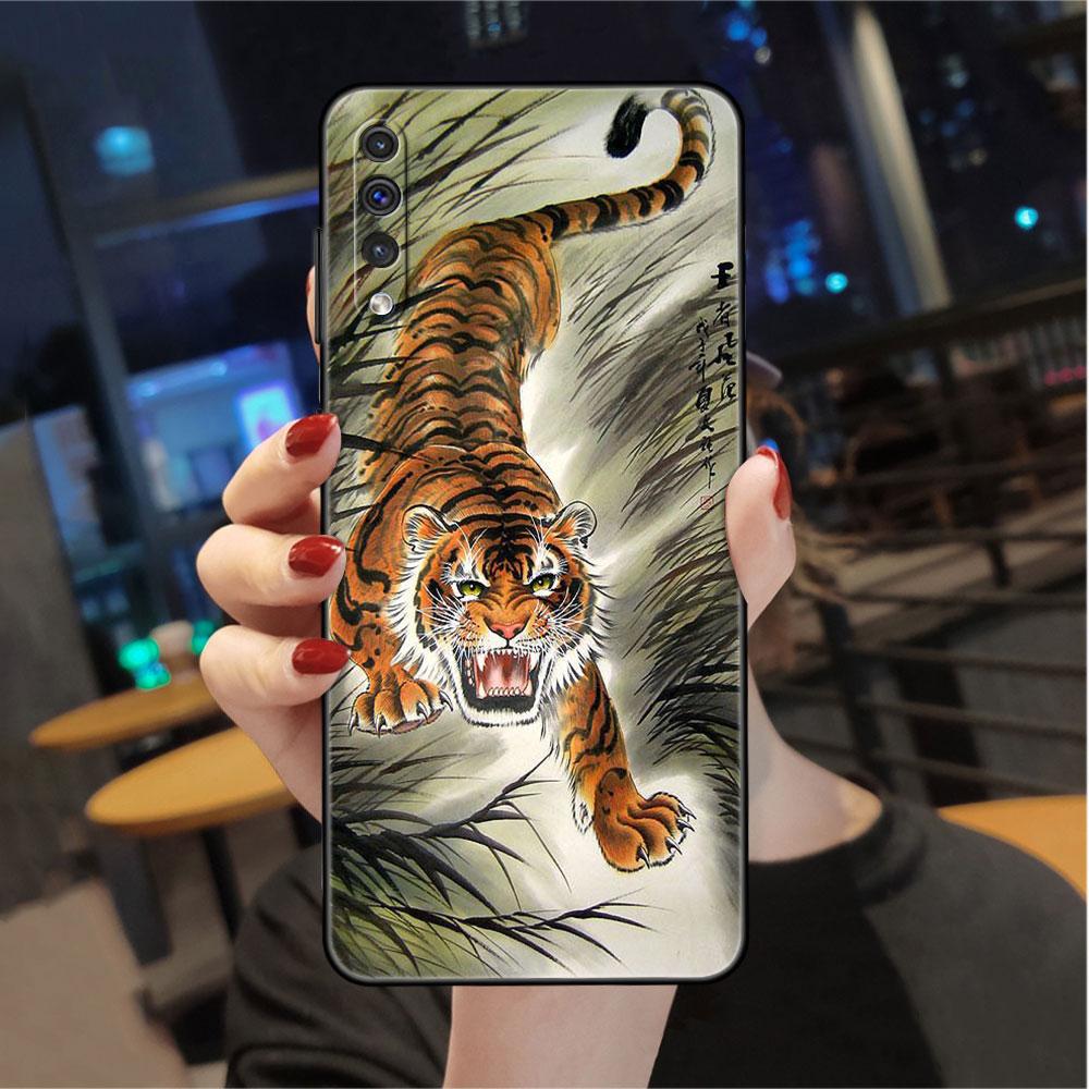 

Чехол для Samsung Galaxy A50 A70 A30 A20s A20e A10 A40 A10s A10e M52 M51 M31 M30s M21 черный чехол для телефона Tiger Crane ART Samsung M13 5G