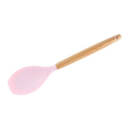 1PC Silicone Wood Turner Soup Spoon Spatula Brush Scraper Pasta Server Egg Beater Kitchen Cooking Tools Kitchenware Green/Pink