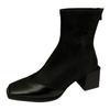 Retro Thick Heel Short Boots Women's 2024 New Autumn and Winter Leather Boots French Thin Boots High Heel Boots Ankle Boots Martin Boots