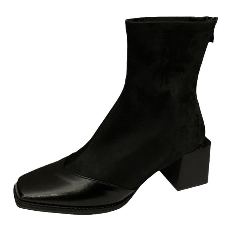 Retro Thick Heel Short Boots Women's 2024 New Autumn and Winter Leather Boots French Thin Boots High Heel Boots Ankle Boots Martin Boots