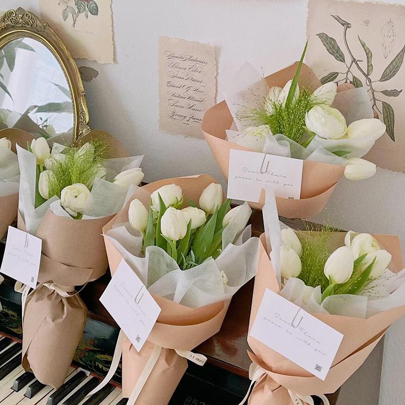 10 Heads Luxury Artificial Tulips Flowers White Real Touch Bouquet Foam Fake Flower Wedding Home Living Room Christmas Decoratio