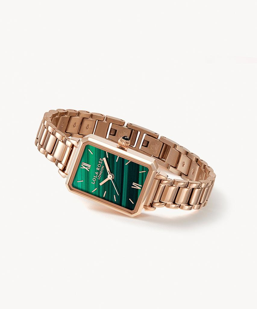 Lollalojeu Ms. Lola Rose Gold Malachite Textured Women'S Metal Wristwatch