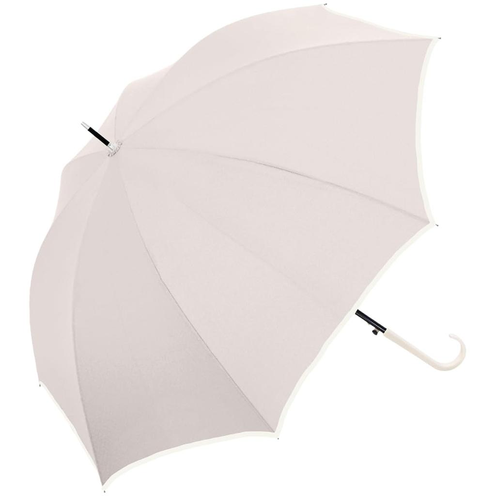long umbrella with square 8 pink 60cm rib plain automatic high Women's handle, ribs, beige, length, design, piping, one-touch opening, fiberglass,