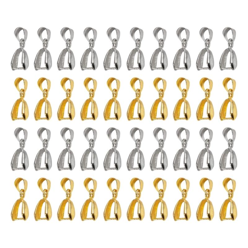 40Pcs Metal Pinch Clip Bail Clasp Copper Dangle Necklace Pendant Clamps Findings Jewelry Making Supplies