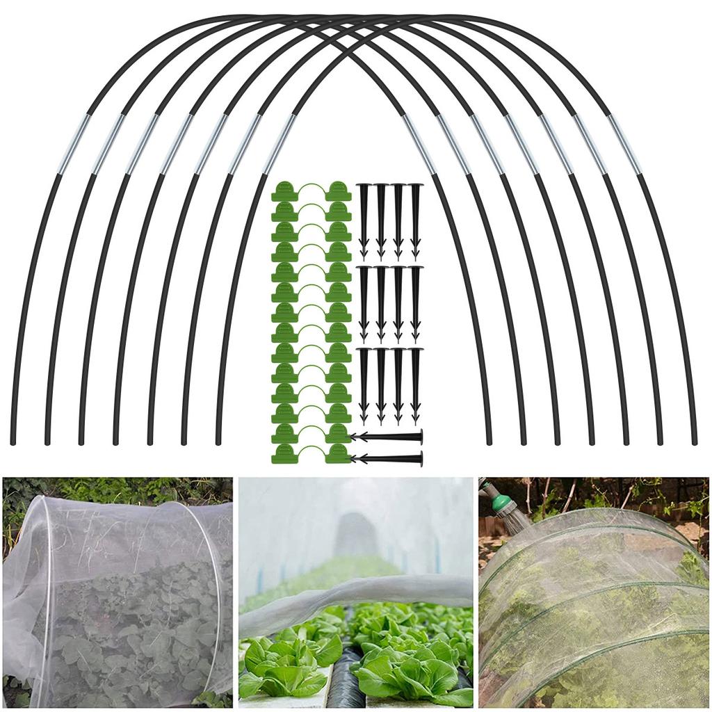 Greenhouse Hoops Set Gardening Folding Fiber Rod Set Arch Shed Bracket Garden Greenhouse Seedling Plant Hoop Grow Tunnel Support