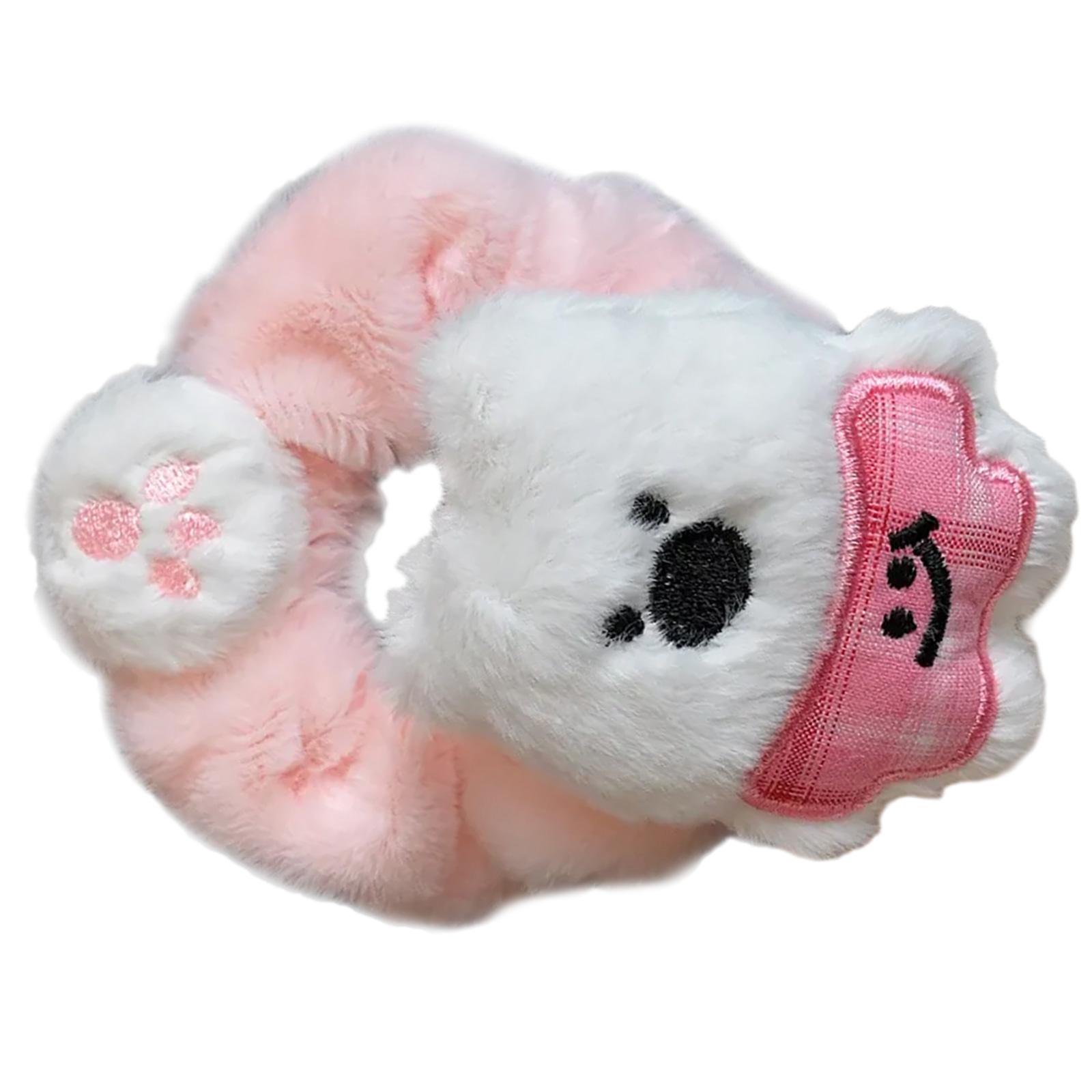 

Плюшевые резинки для волос с мультяшным щенком вест-хайленд-уайт-терьера, пушистой собачкой в одежде, с милой лапкой для вечеринки, дня рождения, сцены, головной убор розовый