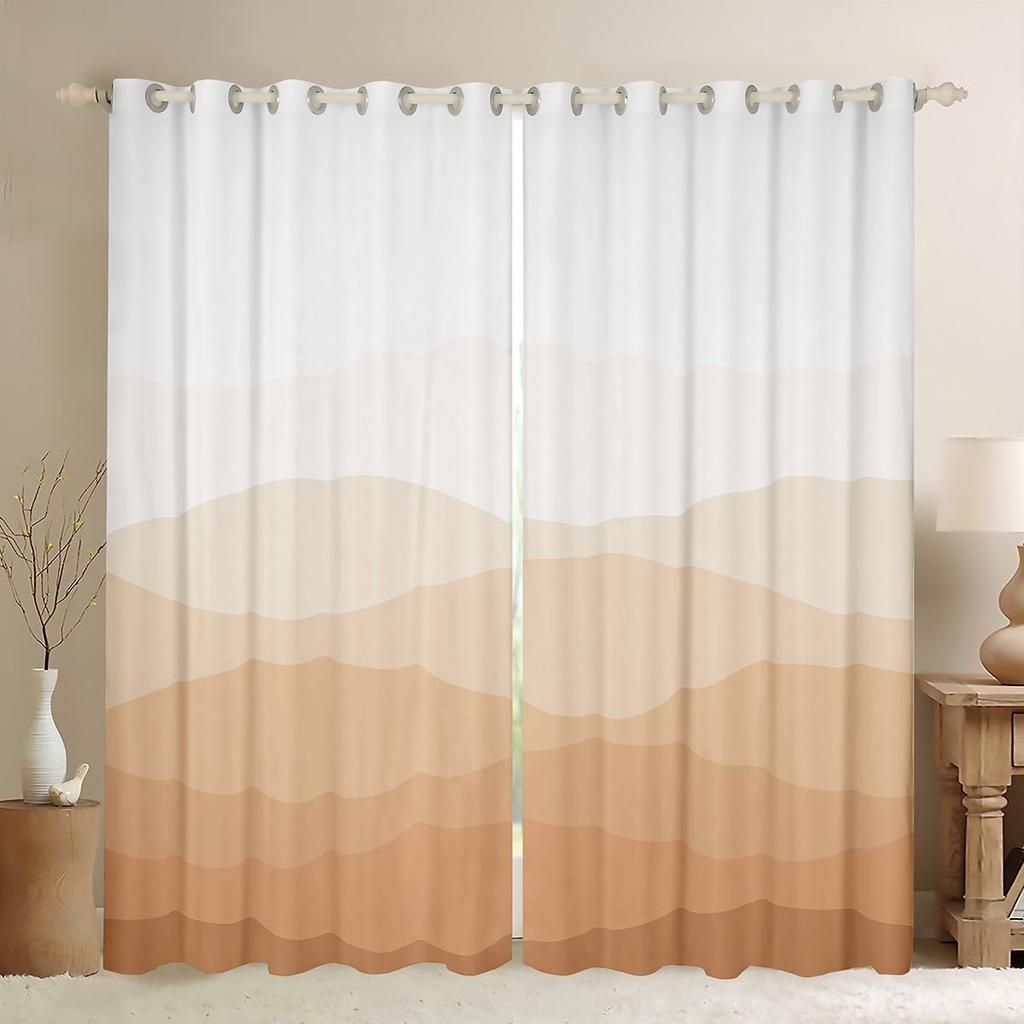 Wave Gradient Curtain Panel Ombre Window Women Teen Room Dorm Abstract Geometric Treatments Drapes With Light Blocking Polyester