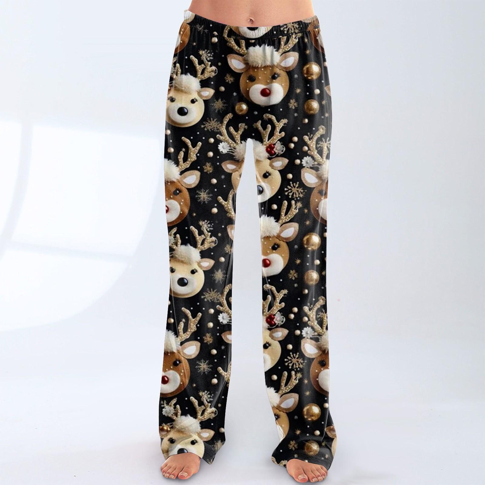 

Женские модные рождественские принтованные брюки плюшевые повседневные брюки XL зелёный