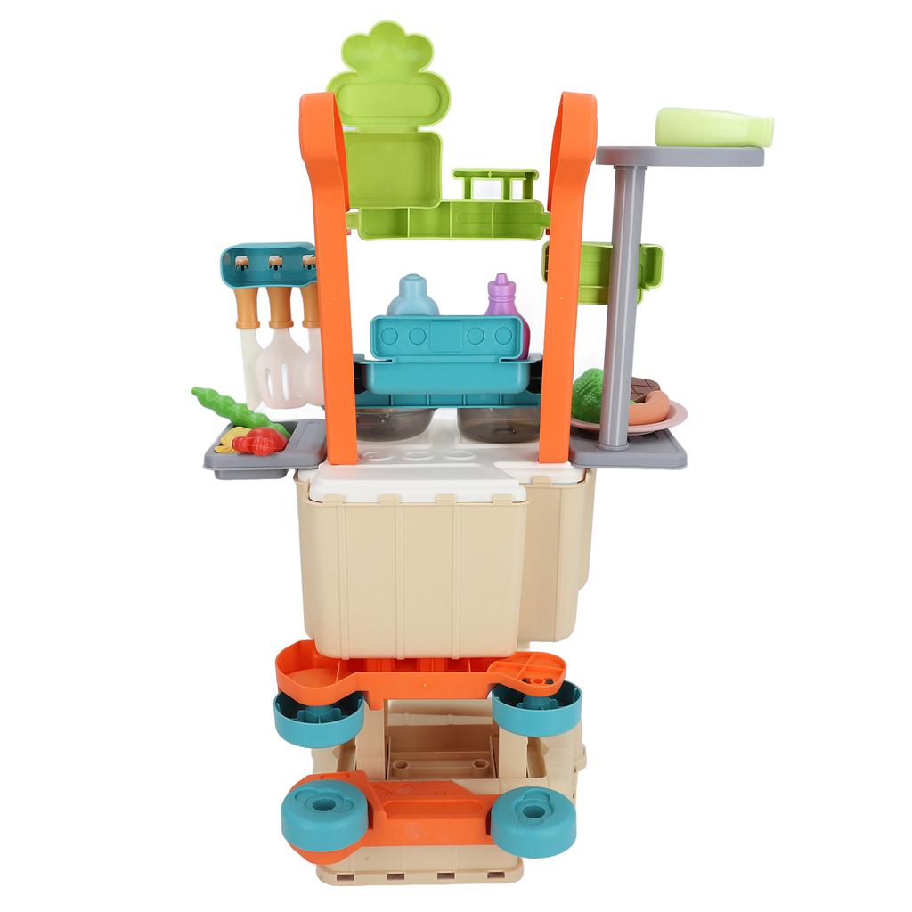 Set de Joacă Bucătărie pentru Copii Simulare Contor Cărucior de Cumpărături Asamblare Mâncare Gătit Masă de Prânz Pretinde