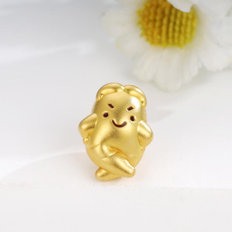 999 Sterling Silver Ginseng Luck Beads for DIY Jewelry with Hand-Woven Rope