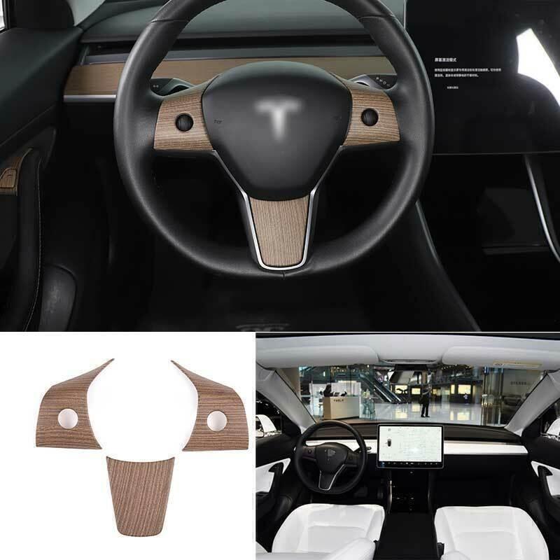 For Tesla Model 3 Y 2017-2023 Pear Wood Grain Steering Wheel Strip Cover Trim