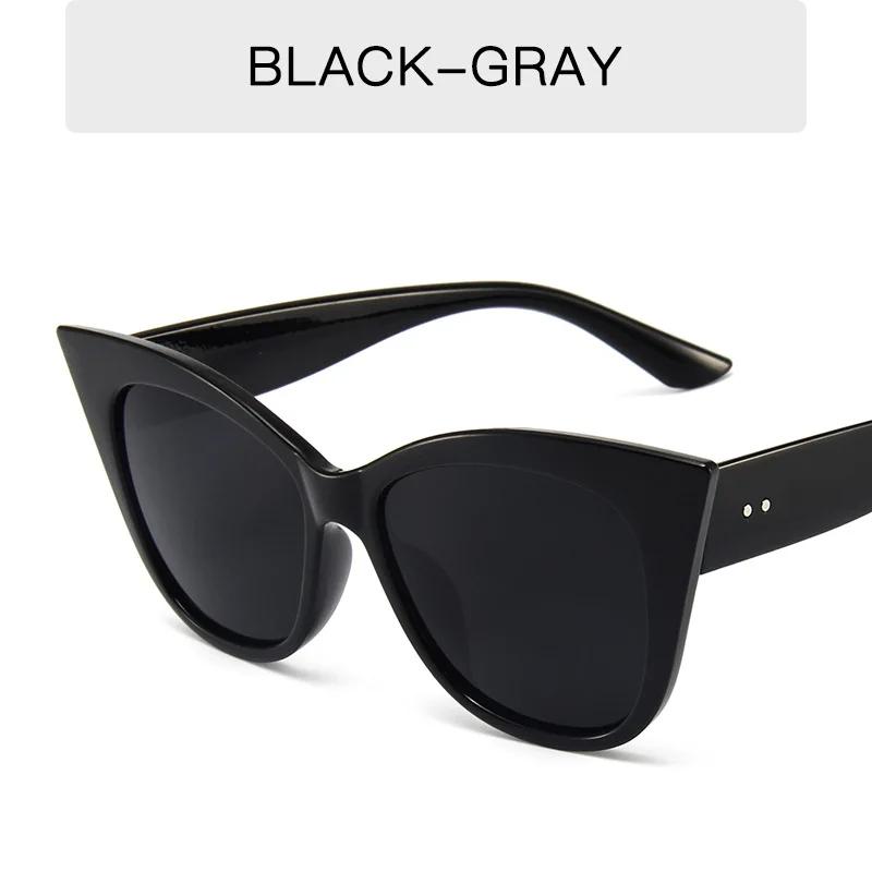 1pcs New Cat Eye Sunglasses Woman Fashion Big Frame Cat Sun Glasses Female Retro Shades UV400 Black White Color Oculos De Sol
