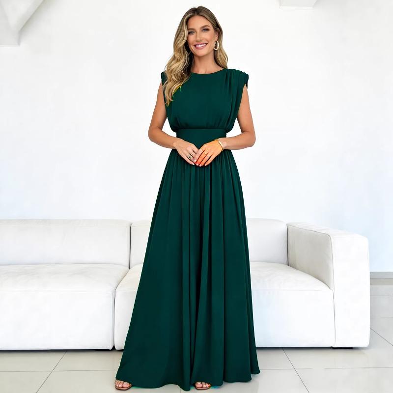 New ebaye hot sale pleated dress long dress waist dress dress