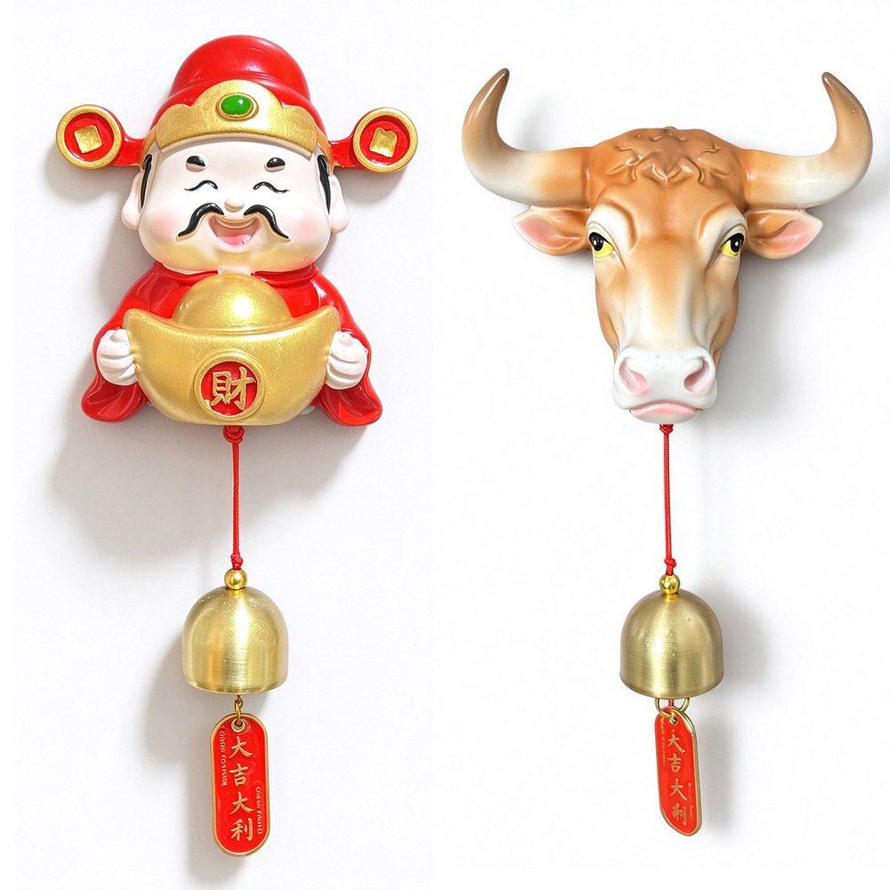 Bull Head Wind Chime Magnetic Mounted Door Opening Reminder Bell God Of Wealth Wind Chime  Home