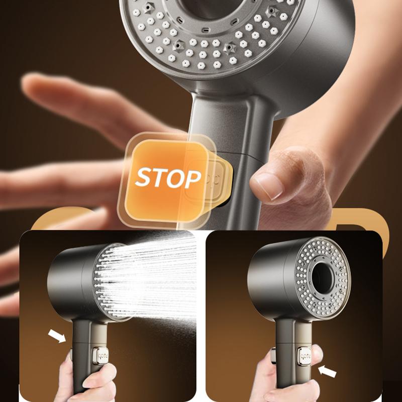 Five-speed Filter Super-pressurized Shower Head Handheld Hollow Large Water Outlet Bathroom Shower Head Set