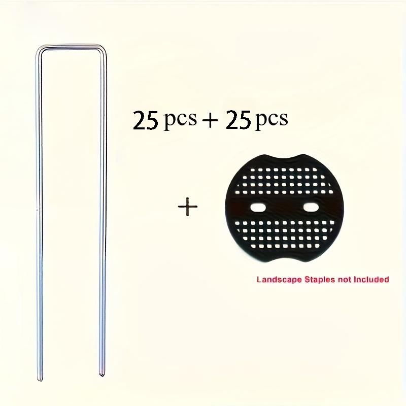 25 PCS U-Shaped Galvanized Steel Tent Stakes with Washers, Heavy-Duty Ground Nails for Tent, Garden, Landscape & Grass Cloth