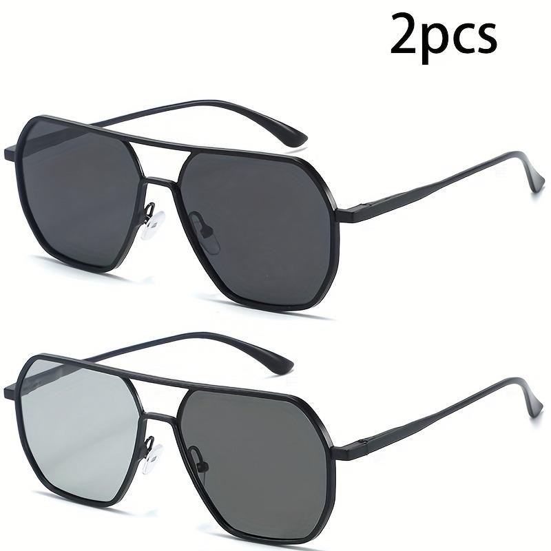 2 Pairs of New Fashionable Dual Beam Polarized Day and Night Dual-use Outdoor Driving and Fishing Sunglasses