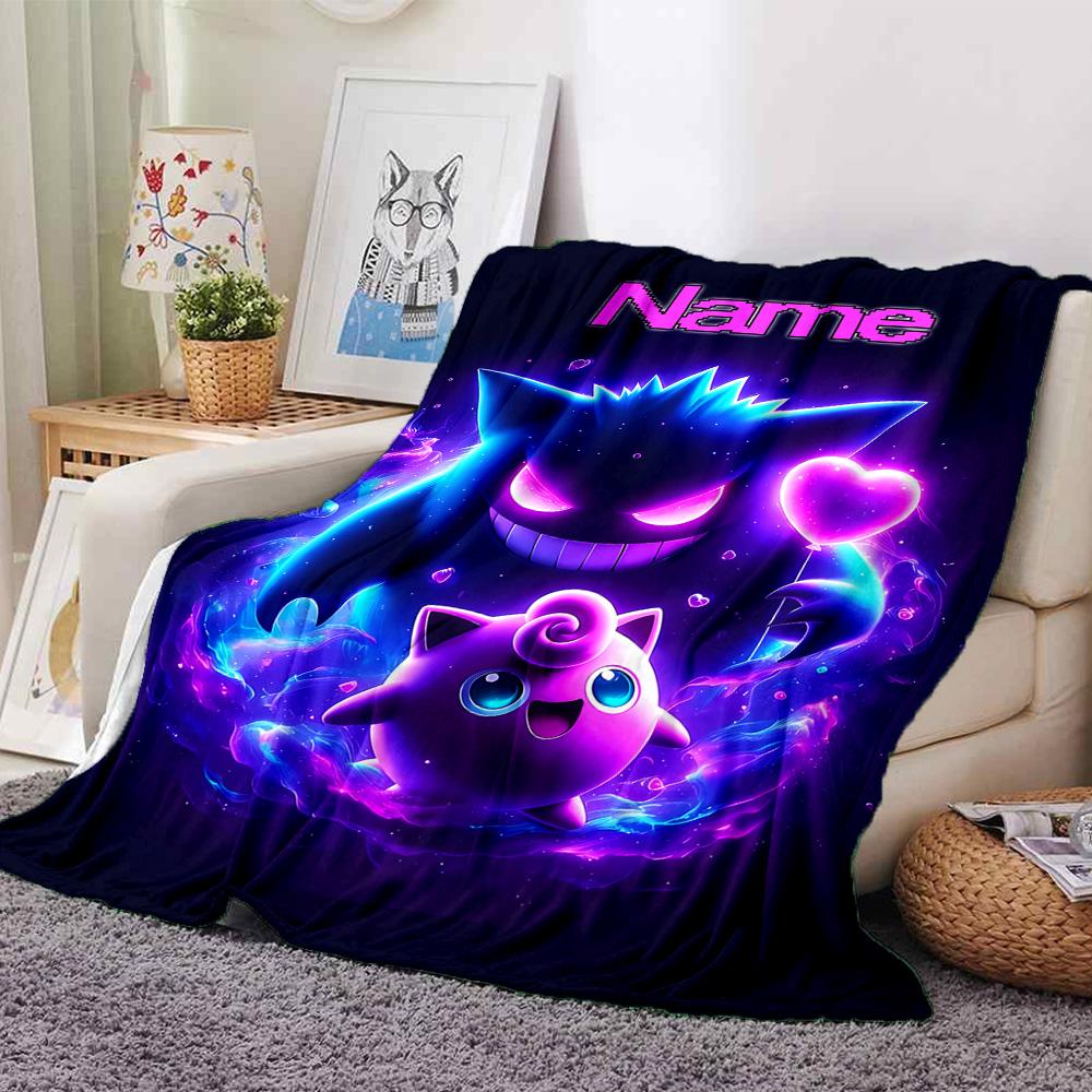 Customiz Name Personality Pokémon Gengar Blanket Soft &Warm Sofa Office Bed Travel Lunch Break Blanket, Gift Suitable All Seasons