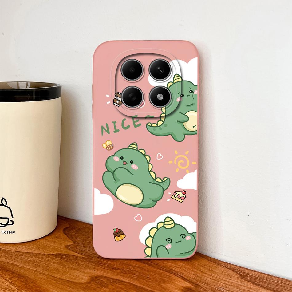Cartoon Dinosaur Case For Poco M8 Pro 5G Back Cover For Poco M 8 Camera Lens Protection Soft Liquid Silicone Phone Protectors