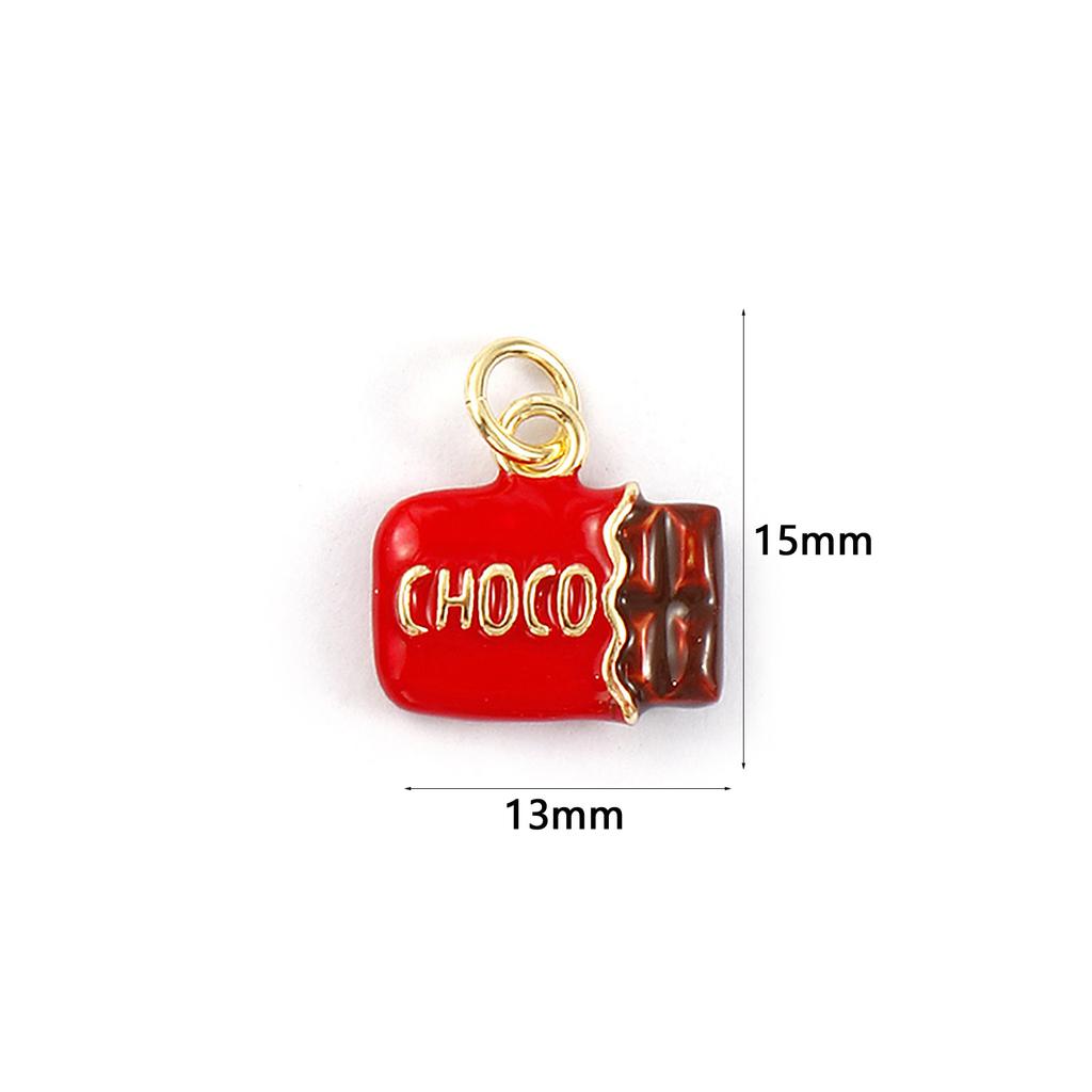 1 Piece Brass Charms 18K Gold Plated Enamel 3d Popcorn Chocolate French Fries Hamburger Pendants For DIY Necklace Jewelry Making