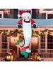 Joyfy 6 FT Christmas Inflatables Outdoor Hanging Elf Dragging Santa Beard with LEDs for Xmas Decor Yard Garden Holiday Party
