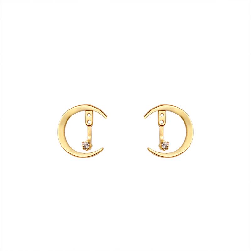 Detachable Crescent Zircon Stud Earrings: Korean Minimalist Design for Women
