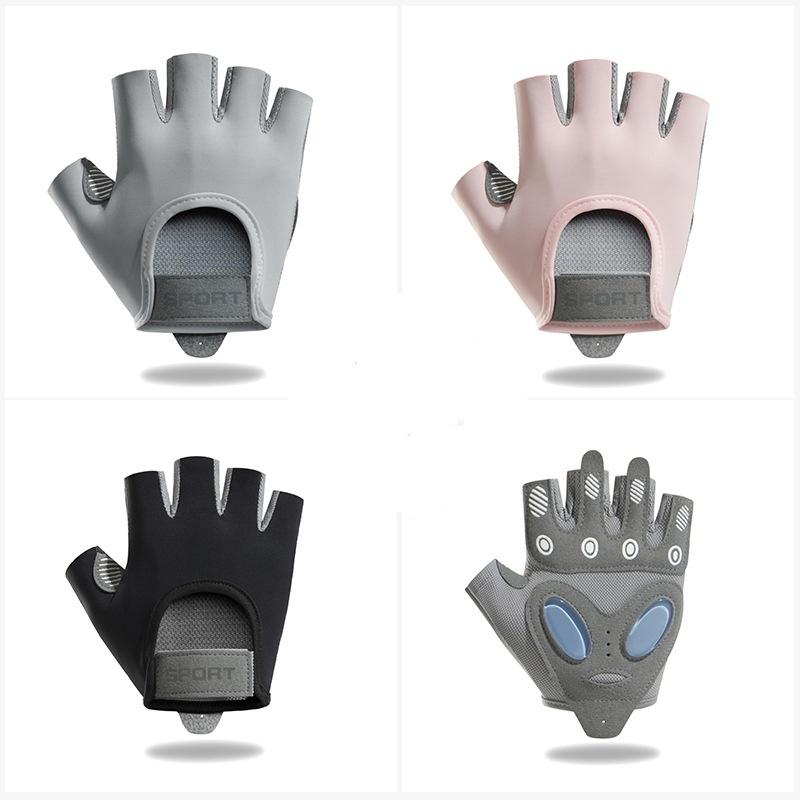 No-slip Fitness Sports Exercise Silicone Padded Palm Protection Shockproof Breathable Weightlifting Half Finger Gym Gloves