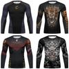 Mens Quick-Dry Long Sleeve T-Shirt Breathable Sport Tee With Animal Print Slim Fit Fall Winter