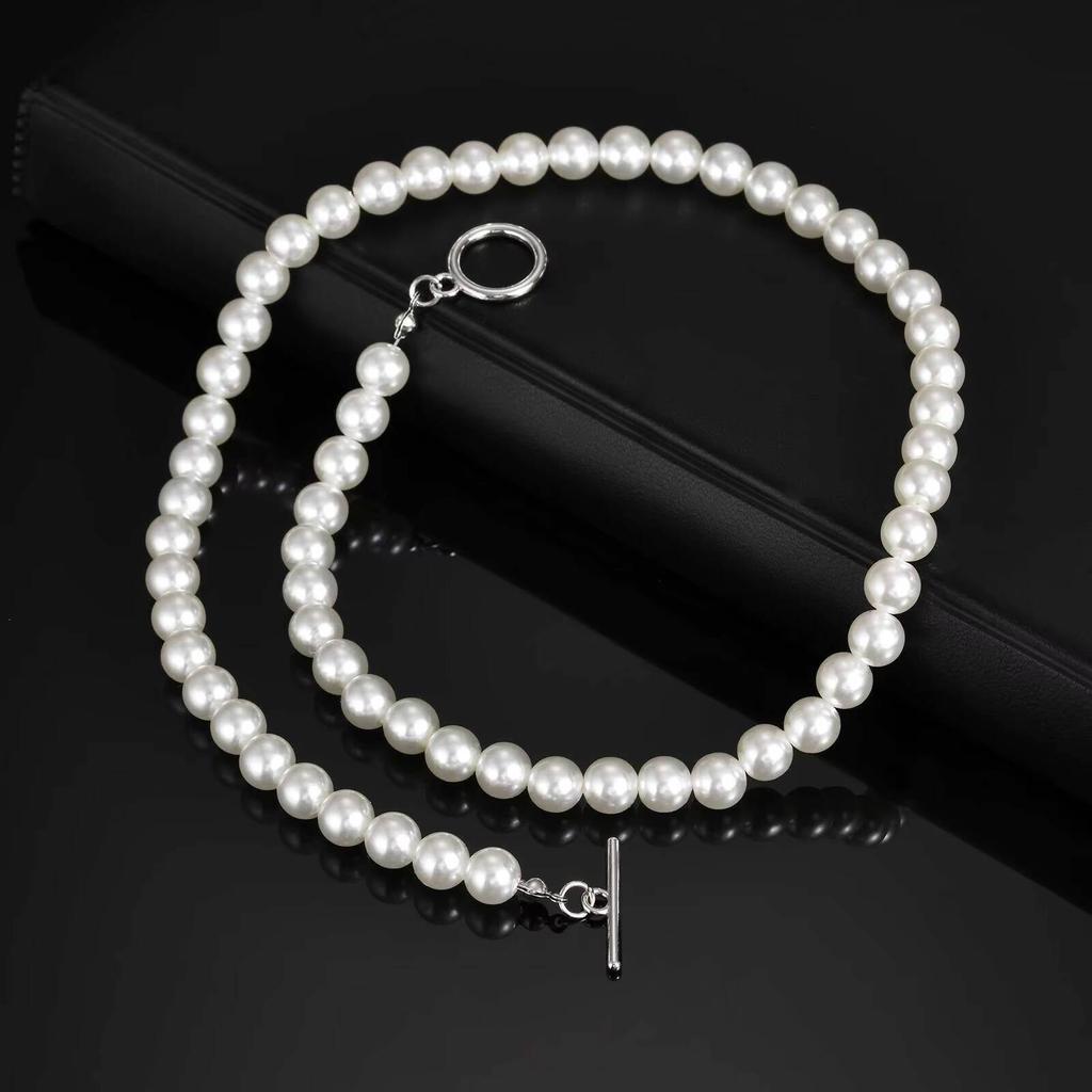 Vnox Slitina OT Spona Perlové Náhrdelníky pro Muže Ženy, 14.7x18.5mm Spona Korálkový Náhrdelník, Unisex Minimalistický Šperk Dárek Nový