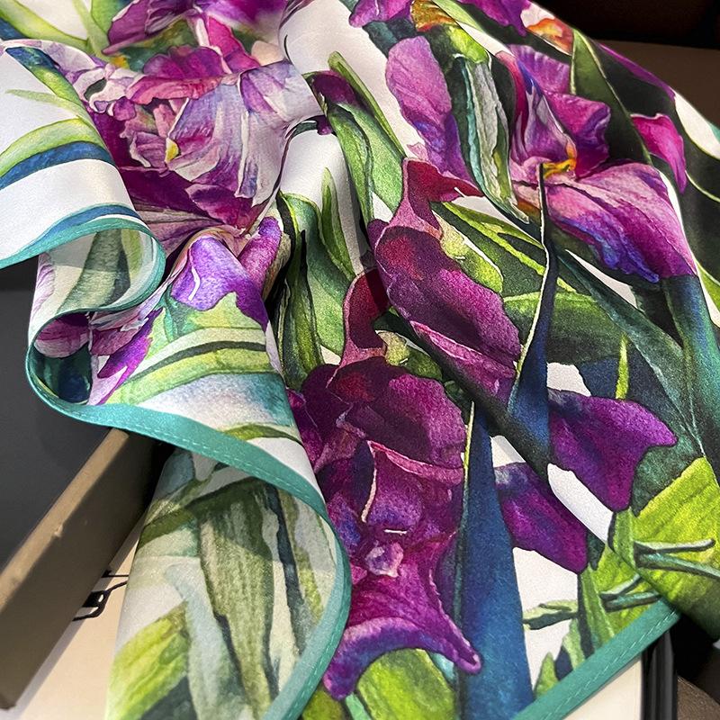100% Natürlicher Echter Seidenschal Damen Print Bandana Quadratische Schals Wickeltuch Halstuch Maulbeere Frühlingsmode Luxus Hohe Qualität Hijab