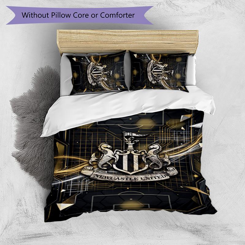 Set Lenzuola Stampato Newcastle United Football 3 Pezzi, Comodo Set Copripiumino per Camera da Letto Amico della Pelle
