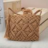 New Retro Style Messenger Bag Hollow Out Rectangular Shoulder Bags with Tassel Crossbody Bag Outdoor Activities
